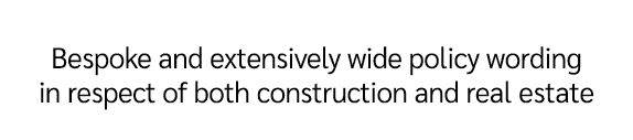 Bespoke and extensively wide policy wording in respect of both construction and real estate 