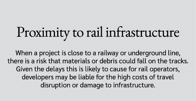Proximity to rail infrastructure When a project is close to a railway or underground line, there is a risk that mater...