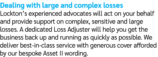 Dealing with large and complex losses Lockton’s experienced advocates will act on your behalf and provide support on ...
