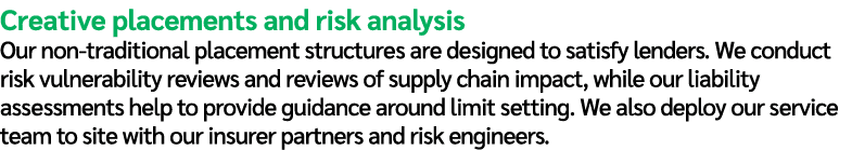 Creative placements and risk analysis Our non traditional placement structures are designed to satisfy lenders. We co...